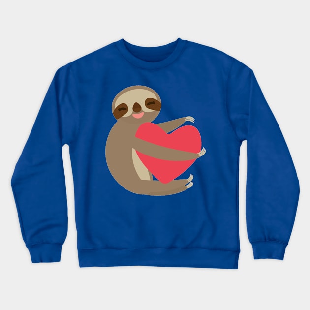 Cute sloth with red heart 2 Crewneck Sweatshirt by EkaterinaP